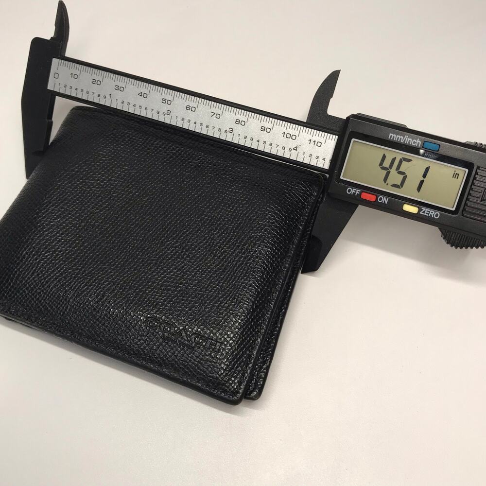 Coach Mens Polished Pebble Leather 3 In 1 Bi Fold Wallet Billfold Black Embossed - Picture 15 of 15